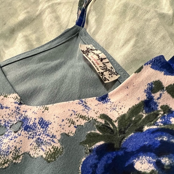 Free People Intimately Cascade Floral Dress Size Small in Teal Blue - Picture 4 of 5
